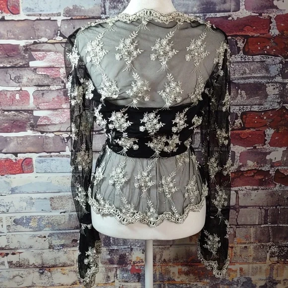 Vie By Victoria Royal Beaded Wrap Top - Picture 3 of 6